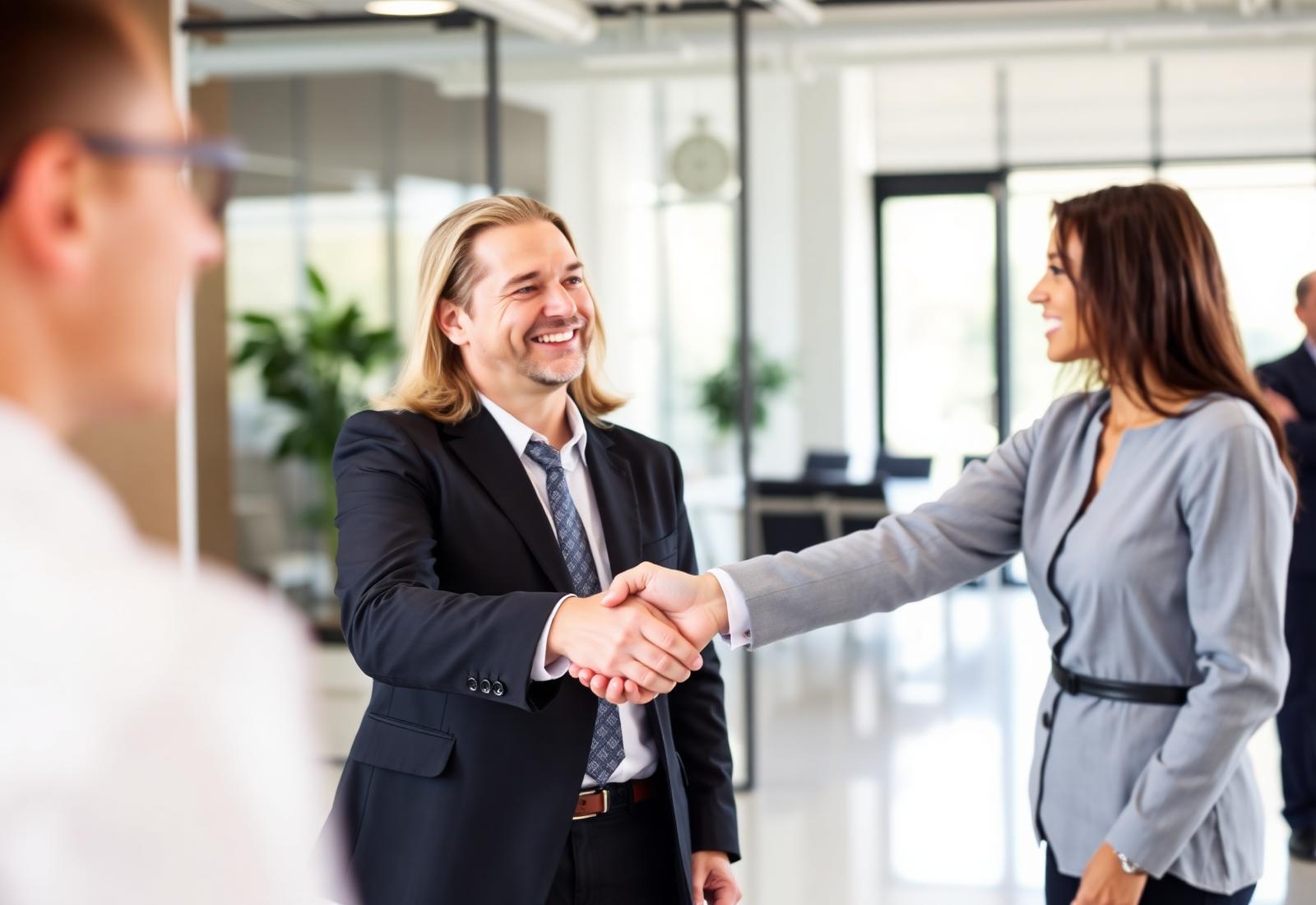 Business professionals shaking hands