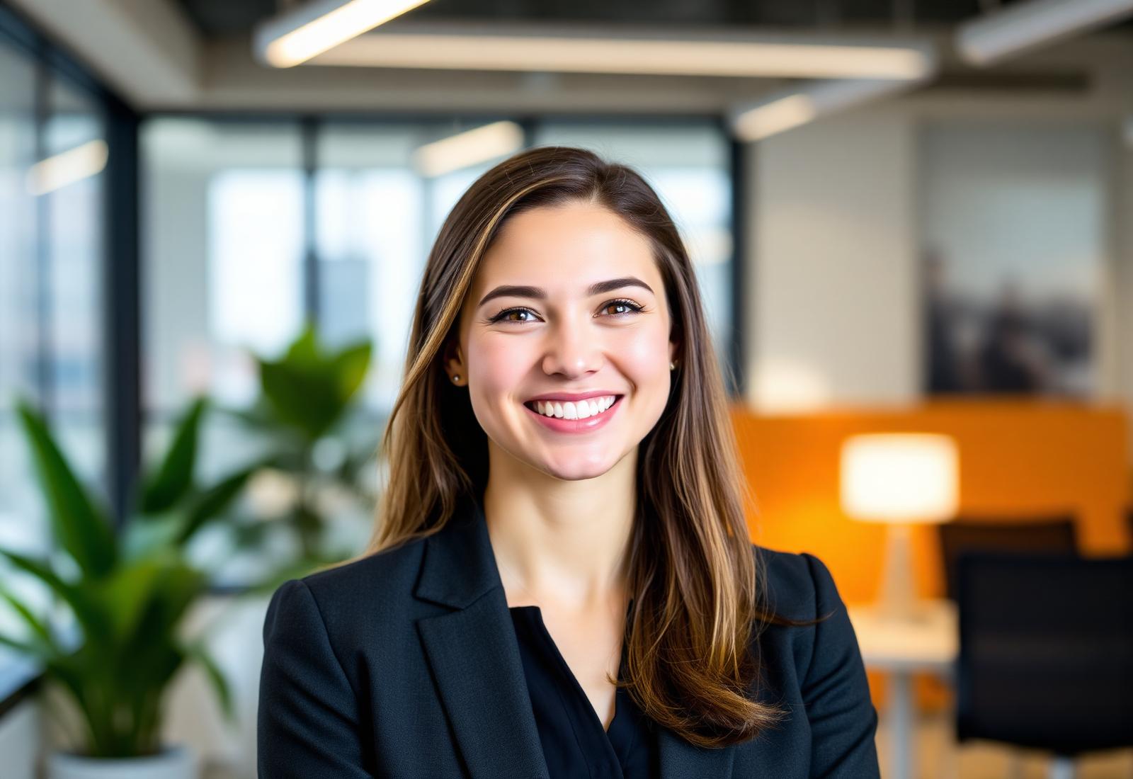 Smiling professional in a bright modern office